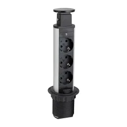 Ausziehbare Steckdose SCHUKO 3x230V / Schwarz