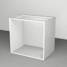 Küchenschrank mit einer Breite von 800 mm. Die Höhe des Schrankes beträgt 768 mm und die Tiefe des Schrankes 520 mm. Er ist aus weißer, glatter Spanplatte gefertigt und mit einer 2,0 mm dicken ABS-Kante umleimt.  Im Inneren des Schranks befindet sich ein Lochraster für die Montage von Beschlägen wie Scharnieren, Auszügen oder Regalen.

Das Produkt wird zerlegt geliefert und ist sehr leicht für die Selbstmontage. Das Set enthält nicht die Füße, sondern nur den Spanplattenschrank. Im Lieferumfang enthalten ist ein kompletter Beschlagsatz für den Schrank des deutschen Herstellers HETTICH.
Die Innenbreite des Schrankes beträgt: 764 mm
Die Innenhöhe des Schrankes beträgt: 732 mm 
Auf der Rückseite ist HDF-Sololite in weiß 3,0 mm dick, HDF-Sololite ist in der Nut gefräst