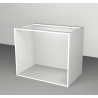 Küchenschrank mit einer Breite von 900 mm. Die Höhe des Schrankes beträgt 768 mm und die Tiefe des Schrankes 520 mm. Er ist aus weißer, glatter Spanplatte gefertigt und mit einer 2,0 mm dicken ABS-Kante versehen.  Im Inneren des Schranks befindet sich ein Lochraster für die Montage von Beschlägen wie Scharnieren, Auszügen oder Regalen.

Das Produkt wird zerlegt geliefert und ist sehr leicht für die Selbstmontage. Das Set enthält nicht die Füße, sondern nur den Spanplattenschrank. Im Lieferumfang enthalten ist ein kompletter Beschlagsatz für den Schrank des deutschen Herstellers HETTICH.
Die Innenbreite des Schrankes beträgt: 864 mm
Die Innenhöhe des Schrankes beträgt: 732 mm 
Auf der Rückseite ist HDF-Sololite in weiß 3,0 mm dick, HDF-Sololite ist in der Nut gefräst