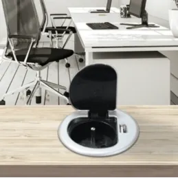 Innen Steckdose in den Tisch COMPACT 1x230V + USB-Ladesteckdose / Aluminium