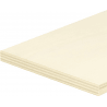 Sperrholz aus Pappelfurnieren, das den ästhetischen Anforderungen entspricht, wenn eine helle Oberflächenfarbe und eine minimale Holzmaserung erforderlich sind. Die Platte kann verwendet werden, wenn Festigkeit, geringes Plattengewicht und leichte Bearbeitbarkeit gefordert sind. Die Dichte beträgt nur etwa 400 kg/m3.Qualität AB: Oberfläche ohne Risse, mit punktuellen Klumpen, leichte Verfärbung.Qualität BB: Gesunde, nicht abfallende Klumpen mit einem Durchmesser von bis zu 50 mm, Risse und andere Mängel, die durch Versiegelung behoben werden.
F 20-Platte zur Verwendung in trockenen Räumen EN 636-1
