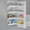 Exklusiver Design-Lebensmittelschrank mit Dämpfung und vollen unteren Einlegeböden für 600-mm-Schrank erhältlich. Beim Öffnen gleiten die hinteren Schränke automatisch nach vorne, um den Inhalt des Schranks leicht zu handhaben. Enthält 4 Einlegeböden im Schrank und 4 Einlegeböden an den Türen
Jeder Einlegeboden ist mit einer rutschfesten Unterlage ausgestattet.
Die Höhe des Regals ist von 1250 - 1400 mm einstellbar.
