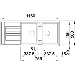 Keramikspüle Blanco ZIA 8 S / Weiß soft