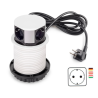 Exklusive ausziehbare Steckdose für Küche oder Büro mit 230V-Anschluss von 3 Seiten + USB-Laden von einer Seite A + C. 
Einbausteckdose für Küche, Büro und Wohnmöbel mit gleichzeitigen Push-Pull-Anschlüssen. Sie verfügt über 3 Schuko-Stecker mit einer maximal zulässigen Leistung von bis zu 3680W - 16A, konzipiert für den europäischen EU-Markt.
Sie verfügt über 2 USB Typ-A und Typ-C Anschlüsse zum Aufladen von Geräten wie Smartphones und Tablets.
Für die Installation muss ein Loch mit einem Durchmesser von 100 mm in Oberflächen mit einer Dicke von 1 bis 70 mm gebohrt werden, und dank einer handgehaltenen Befestigungsmutter kann sie auch ohne Werkzeug an Möbeln angebracht werden.
Sie besteht aus Kunststoff und Aluminium in Aluminium-Lackierung und hat ein 1,5 m langes Netzkabel mit 230V AC 50Hz Stecker.