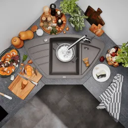 Keramische Eckspüle Blanco ZIA 9 E / Weiß