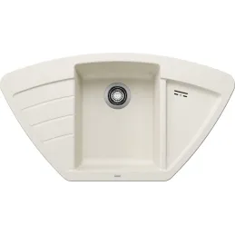 Blanco ZIA 9 E Eckspüle aus Keramik / Softweiß