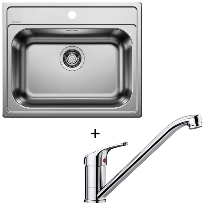 Set Blanco Edelstahlspüle DANA 6 + Armatur DARAS / Glänzendes Chrom