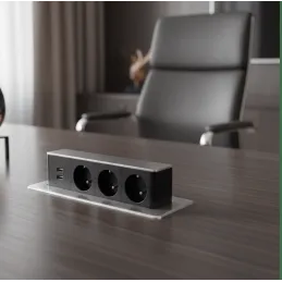 Ausziehbare elektrische Steckdose HOPBOX FRENCH / Gebürstetes Aluminium