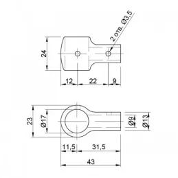 Wandhalterung für Hängestange / Chrom glänzend