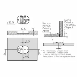 Set aus 2 Klappscharnieren für Klapptüren / Antikmessing