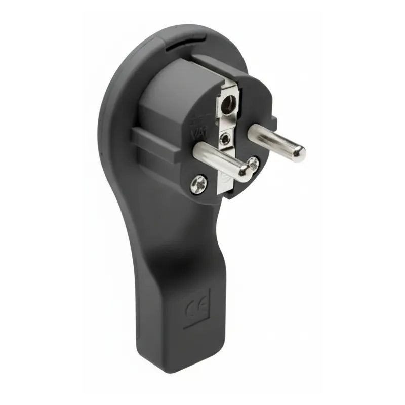 Flacher Steckdosenstecker / Schwarz