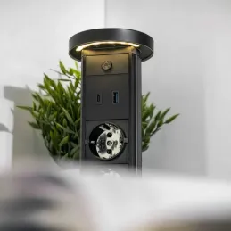 Ausziehbare Steckdose LEGIA FRENCH 2x230V + USB A-C + Licht / Weiß matt