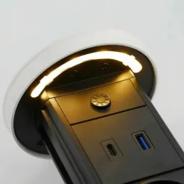 Ausziehbare Steckdose LEGIA FRENCH 2x230V + USB A-C + Licht / Weiß matt