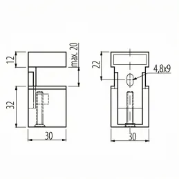 Regalhalter QUADRO Mini / Aluminium