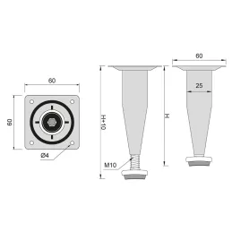 Möbelfuß EUROPE / Chrom glänzend