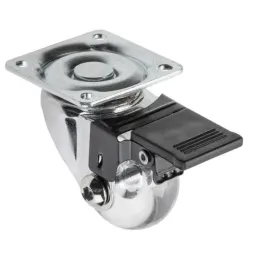 Möbelrolle mit Bremse LINOX 35 / Chrom - Transparent