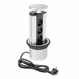 Ausfahrbare elektrische Steckdose BIGG 100 FRENCH 3x230V / Aluminium