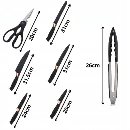 Set aus 12 Küchenbestecken und Messern mit Schere und Brett ELYS / Schwarz