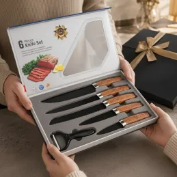 Set 5 Stück Küchenmesser mit Schäler ALIA / Schwarz