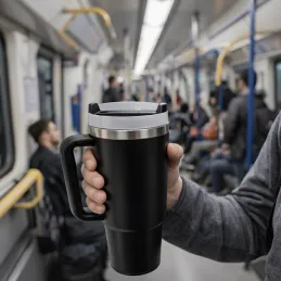 Thermobecher für Getränke TROPHY 1200 ml / Schwarz