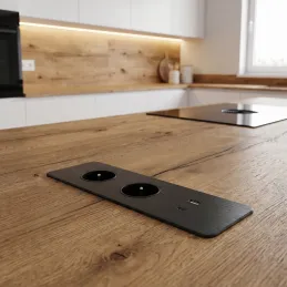 Elektrische Steckdosenleiste EUROBOX 2x230V + 1xUSB C+A FRANZÖSISCH / Schwarz matt