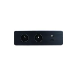 Elektrische Steckdosenleiste EUROBOX 2x230V + 1xUSB C+A FRANZÖSISCH / Schwarz matt