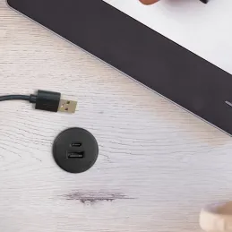 2 x USB A-C Tischladegerät für den Innenbereich 25mm PLUGY / Schwarz matt