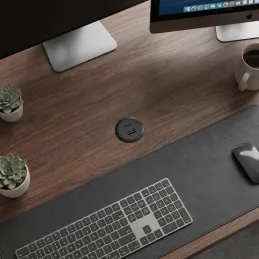 2 x USB A-C Tischladegerät für den Innenbereich 25mm PLUGY / Schwarz matt