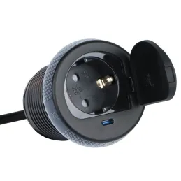 Innensteckdose ALPHA BOX SCHUKO 1x230V + USB C / Schwarz matt