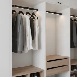 SLIM Kleiderstange für LED-Streifen mit Abdeckung / Schwarz