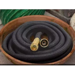 Bewässerungs-Flexi-Gartenschlauch mit Gießaufsatz / Schwarz