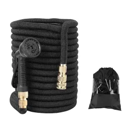 Bewässerungs-Flexi-Gartenschlauch mit Gießaufsatz / Schwarz