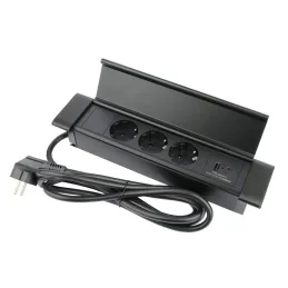 Innen-Steckdosenleiste SLIM BOX SCHUKO 3x 230V + USB / Schwarz matt