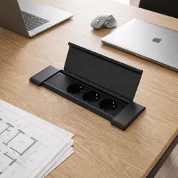 Innenraum-Steckdosenleiste SLIM BOX SCHUKO 3x 230V / Schwarz matt