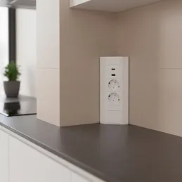 Innen-Steckdosenleiste CORNER SCHUKO 2x 230V + USB A-C / Weiß matt