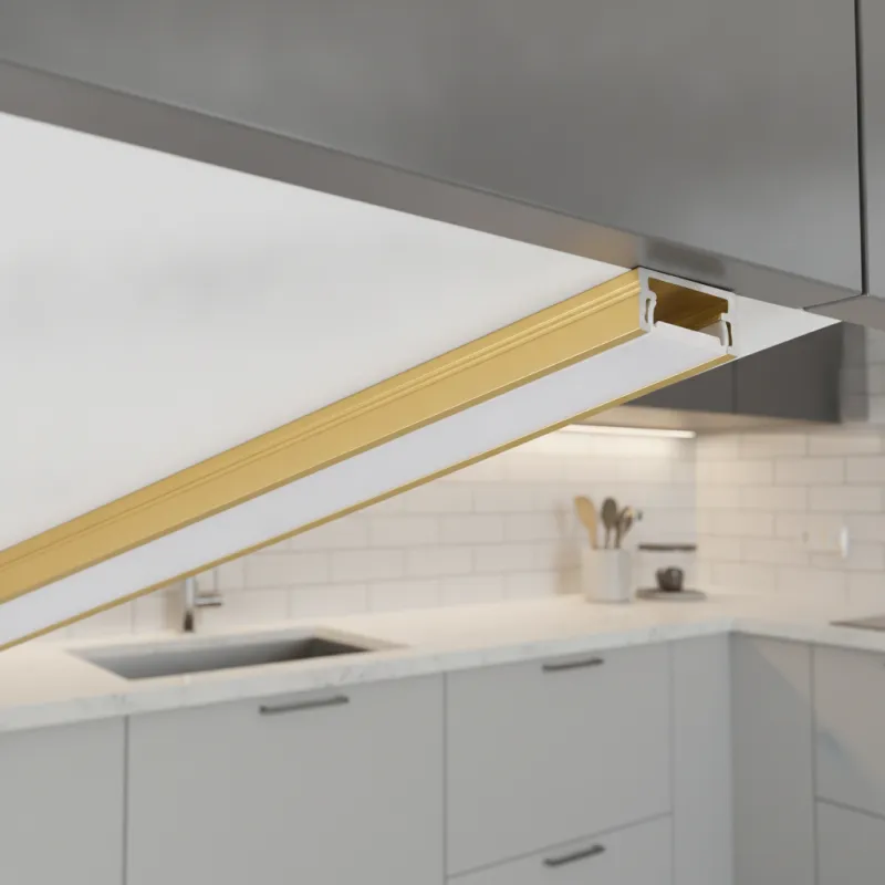 Aluminiumleiste ZARIA für LED-Beleuchtung mit milchiger Abdeckung / Gold