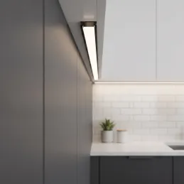 Aluminiumleiste ZARIA für LED-Beleuchtung mit milchiger Abdeckung / Schwarz matt