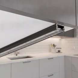 Aluminiumleiste ZARIA für LED-Beleuchtung mit transparenter Abdeckung / Schwarz matt