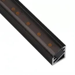 Eckiges Aluminiumprofil ZARIA für LED-Beleuchtung mit schwarzer Abdeckung / Schwarz matt