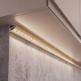 Eckiges Aluminiumprofil ZARIA für LED-Beleuchtung mit transparenter Abdeckung / Gold
