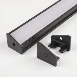 Jetzt 2 Stück Endkappen für das Eck-LED-Profil ZARIA - mit Loch / Schwarz matt