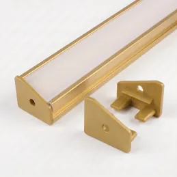 Satz mit 2 Endkappen für das Eck-LED-Profil ZARIA - mit Loch / Gold
