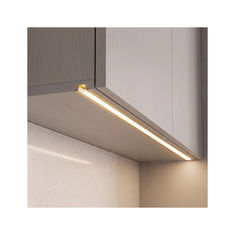 ZARIA Aluminium-Abdeckleiste für LED-Beleuchtung mit milchiger Abdeckung / Gold