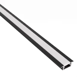 ZARIA Aluminium-Abdeckleiste für LED-Beleuchtung mit milchiger Abdeckung / Schwarz matt