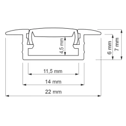 ZARIA Aluminium-Abdeckleiste für LED-Beleuchtung mit schwarzer Abdeckung / Schwarz matt