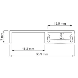 Aluminiumleiste für LED-Sockelbeleuchtung ARIANA mit transparenter Abdeckung / Schwarz matt