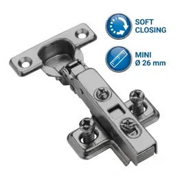 MINI-Aufscharnier mit Dämpfung 26 mm CLIP / Schwarz