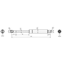 Gasdruckfeder für Bettmechanismus ORIA / 245 mm