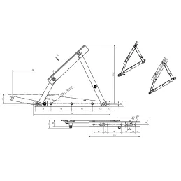 Bett-Hebemechanismus mit Gasdruckfedern ORIA / Anthrazit