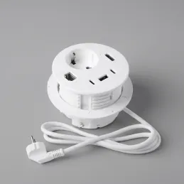 Büro-Tischsteckdose OFFICE SMART 80 SCHUKO 1x230V + USB A-C + HDMI + Rj45 / Weiß